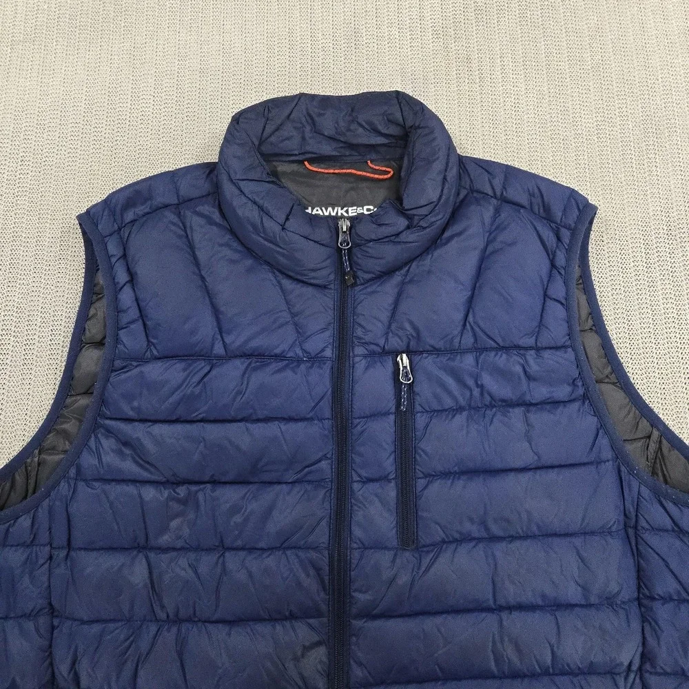 Hawke & Co Vest Mens XL‎ Blue Down Puffer Full Zip Zip Pockets Outdoor HDN723S